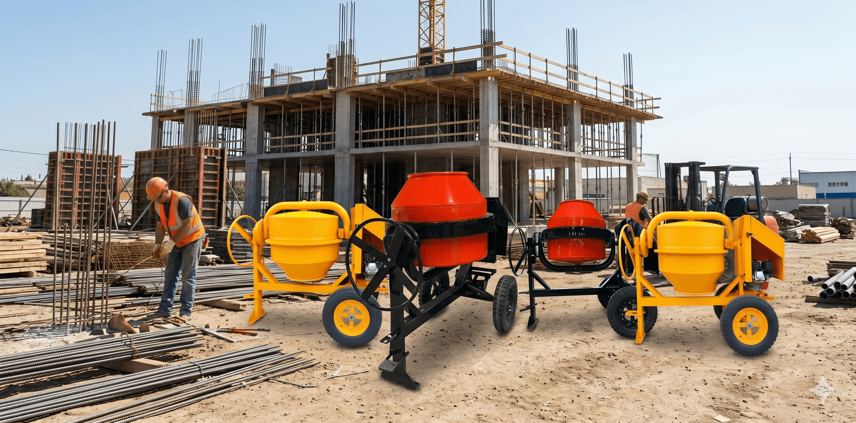 Phu Long concrete mixers on construction site